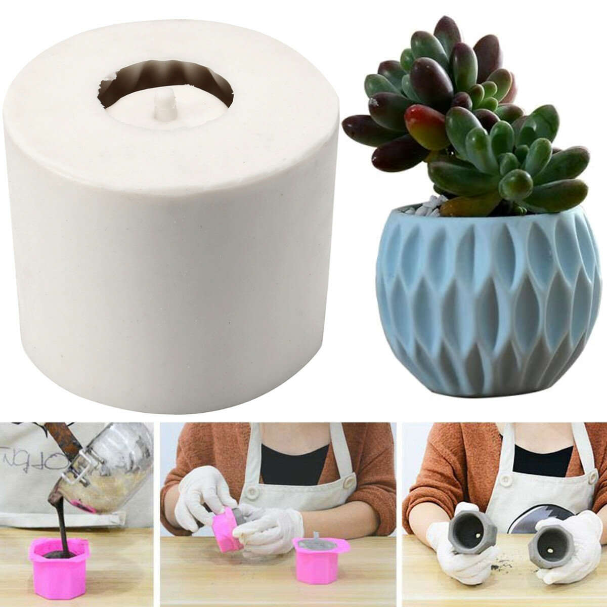 DIY Soap Molds Flower Vase Silicone Concrete Molds Gardon Pot Molds Mould