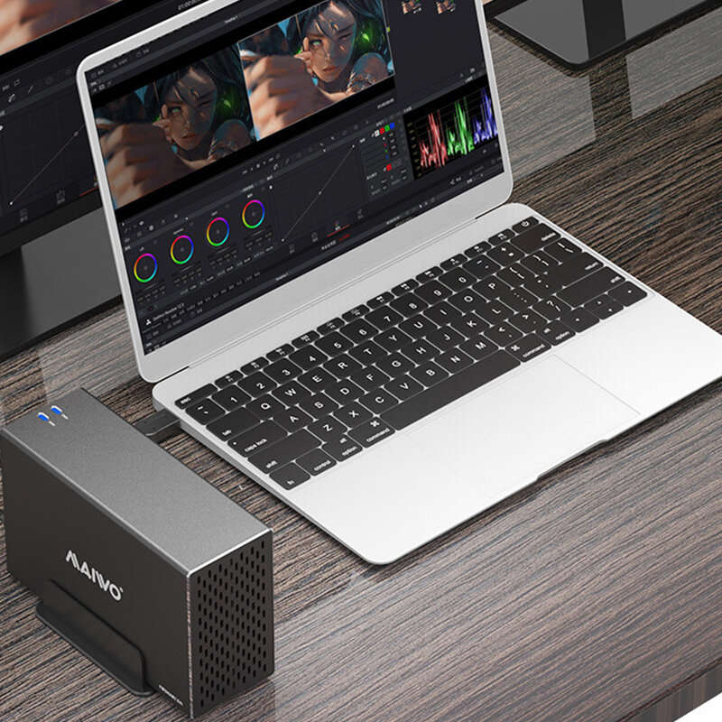 Type-C - 10Gbps - MAIWO 3.5'' HDD SATA RAID Storage Enclosure 5Gbps/10Gbps Dual Bay Hard Drive Docki