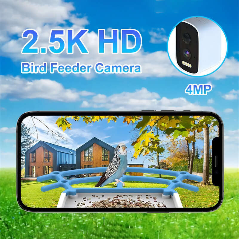 #1 - Solar Powered Bird Feeder Camera 4MP UHD 110 Wide-Angle Lens WIFI Smart AI Bird Recognition Nig