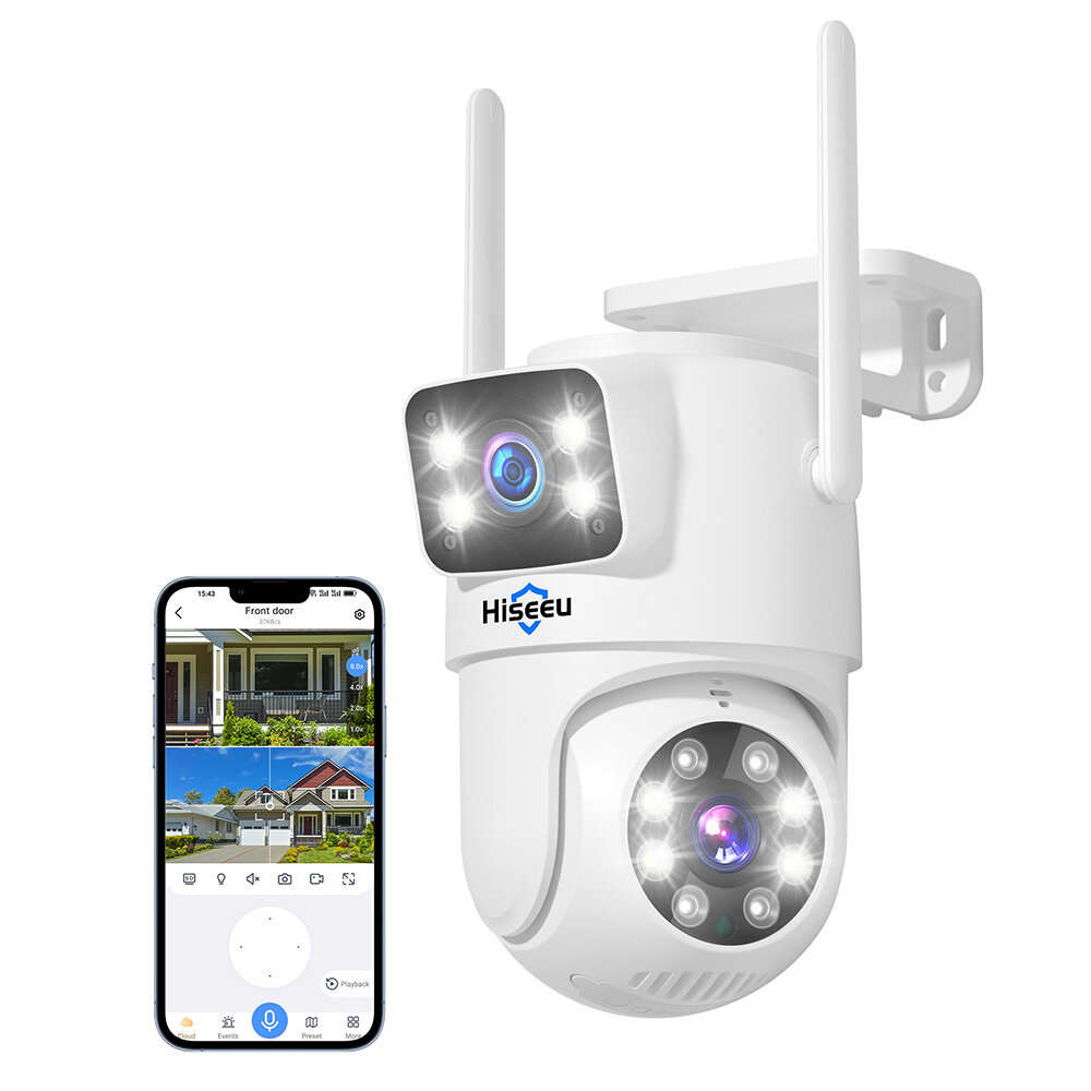 Hiseeu 2 Pack 6MP WIFI IP Camera Wireless Security Camera 5G 2.4G WiFi Dual Lens PTZ Outdoor Motion