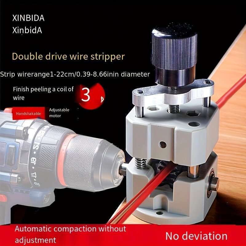 Grey - Manual Wire Stripper Machine Plastic Alloy Carbon Steel Blade 2-22mm Range Hand Crank Motor C