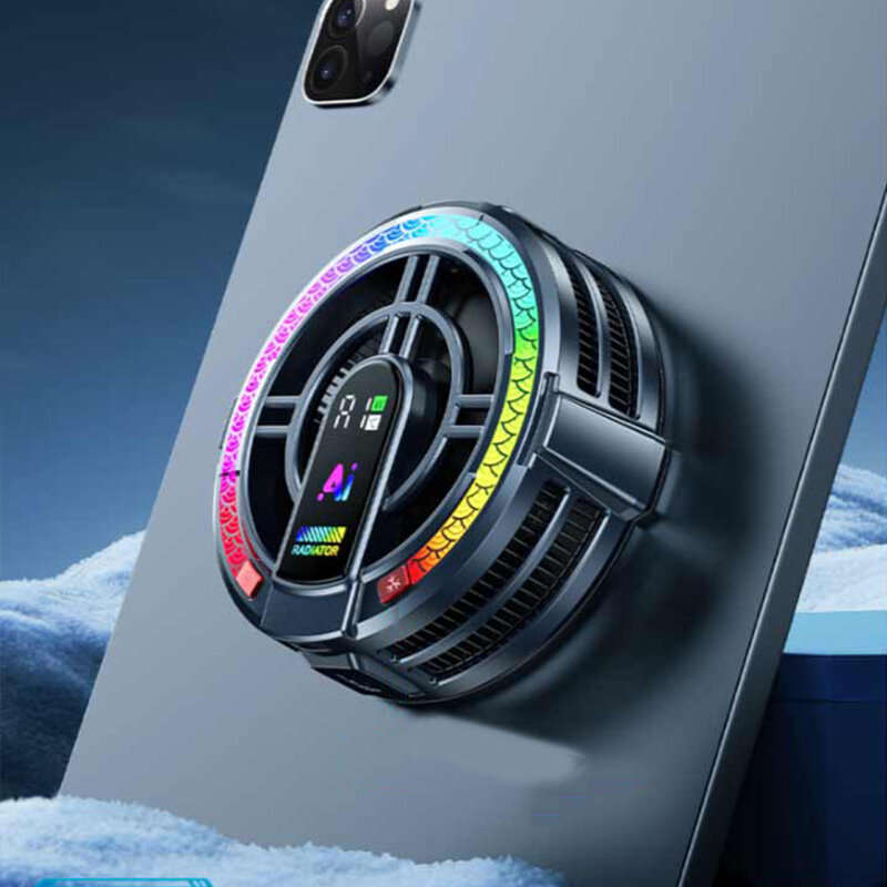 Black - H6pro Magnetic Semiconductor Tablet Cooler for iPad Cooling Fan with Ai Smart Temperature Co