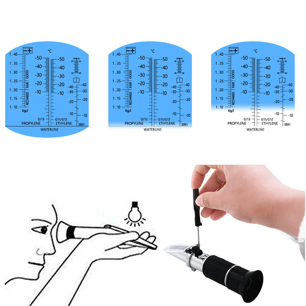 4 in 1 Car Automotive Refractometer Antifreeze Battery Fluid Refractometer Glass Freezing Point Wate