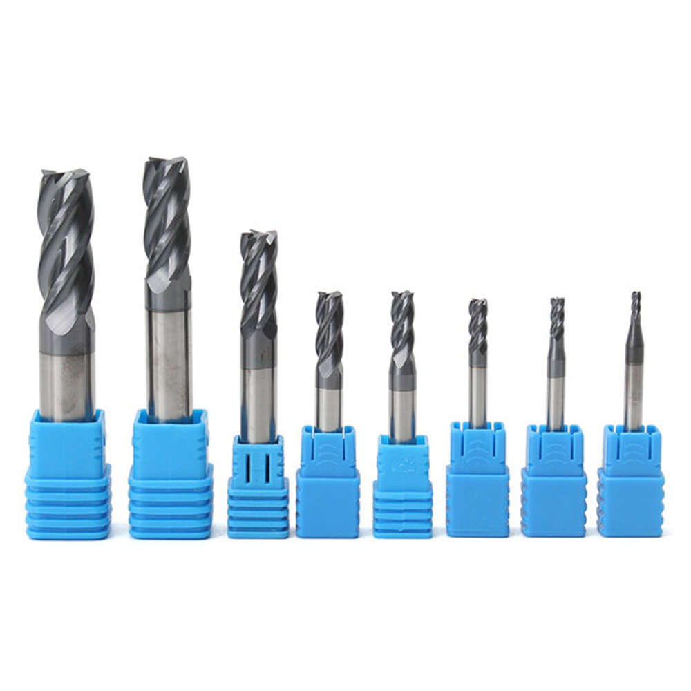 8PCS Carbide 4-Flute End Mill Set Tungsten Steel 2-12mm CNC Milling Machine Router bits for Cutting