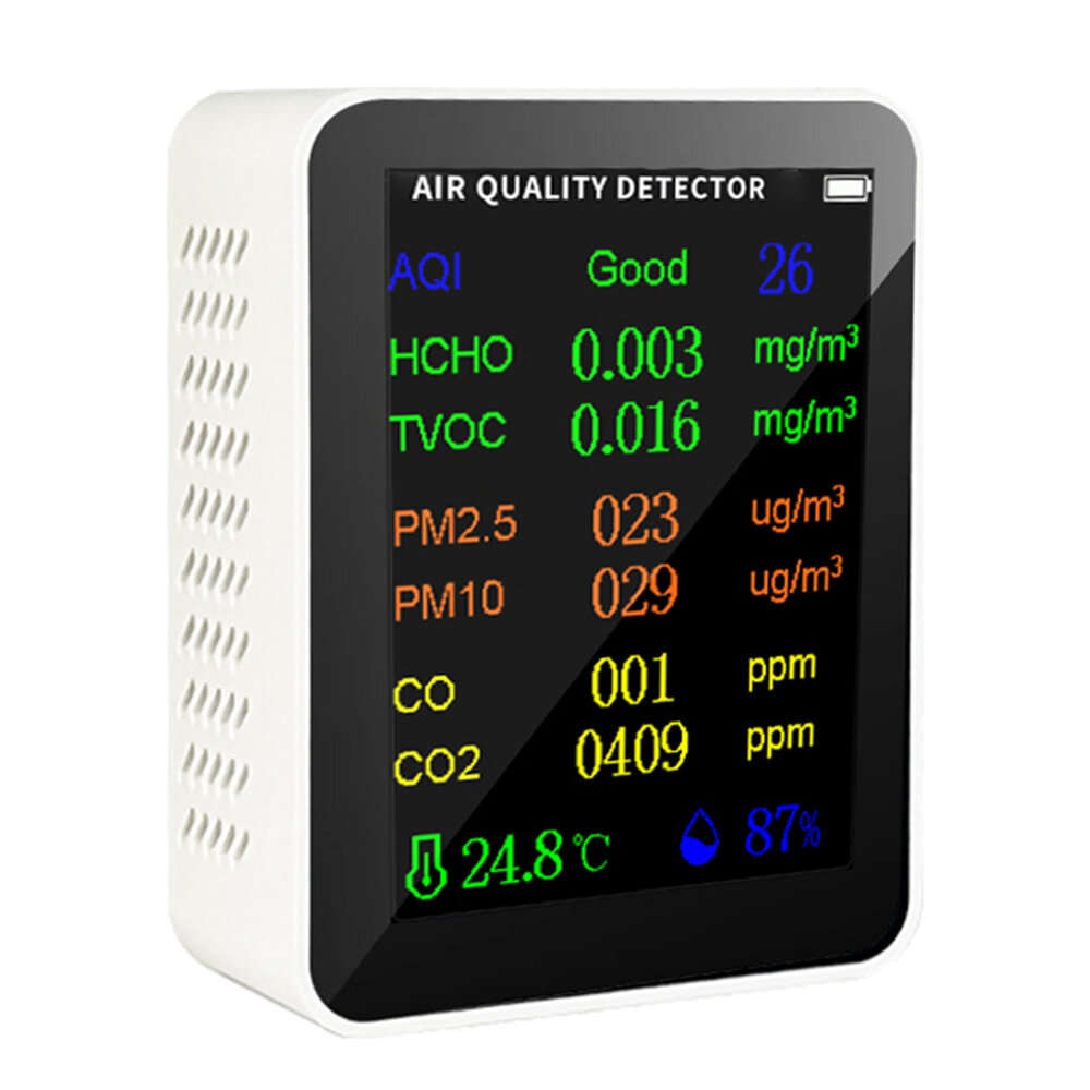 Black - 9 in 1 PM2.5 PM10 HCHO TVOC CO CO2 Meter Digital Temperature Humidity Tester LCD Carbon Diox