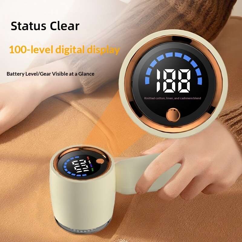 Beige - Tevorex Household Intelligent Electric Lint Remover LCD Digital Display USB Charging Portabl