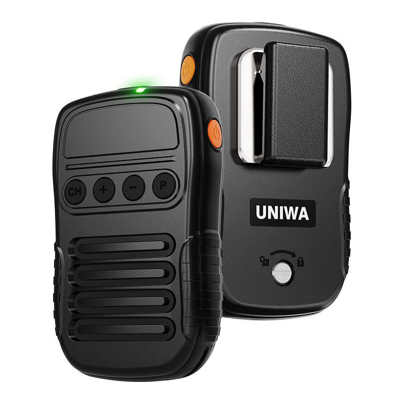 Black - UNIWA BM008 Wireless bluetooth Speaker Hand Microphone 1800mAh PTT Mic with Type-C Charging