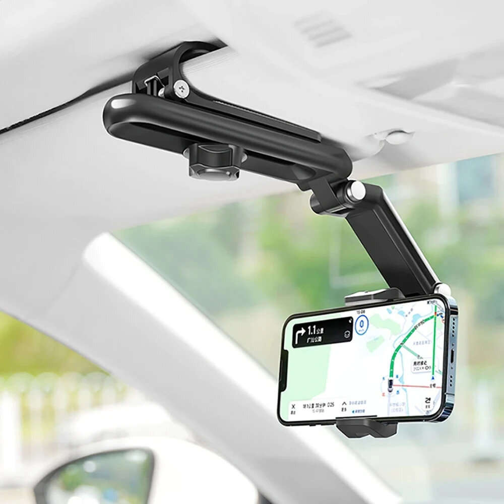 Grey - Universal Car Mobile Phone Holder Sun Visor Navigation 360 Rotation Car Support Direct View C