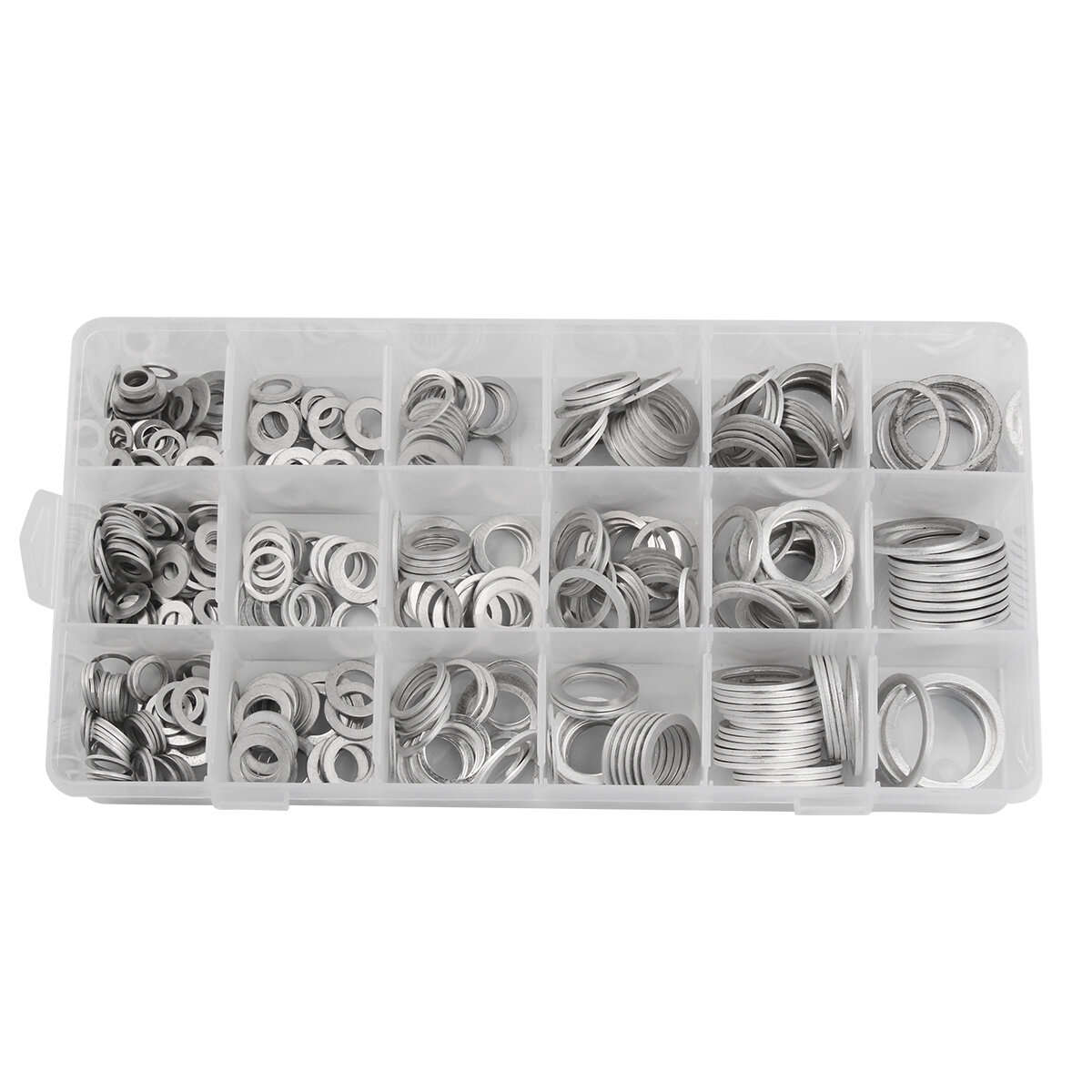 450Pcs Aluminum Sealing Solid Gaskets Washers Assorted Flat Metal O Rings Set for Oil Drain Plug Gas