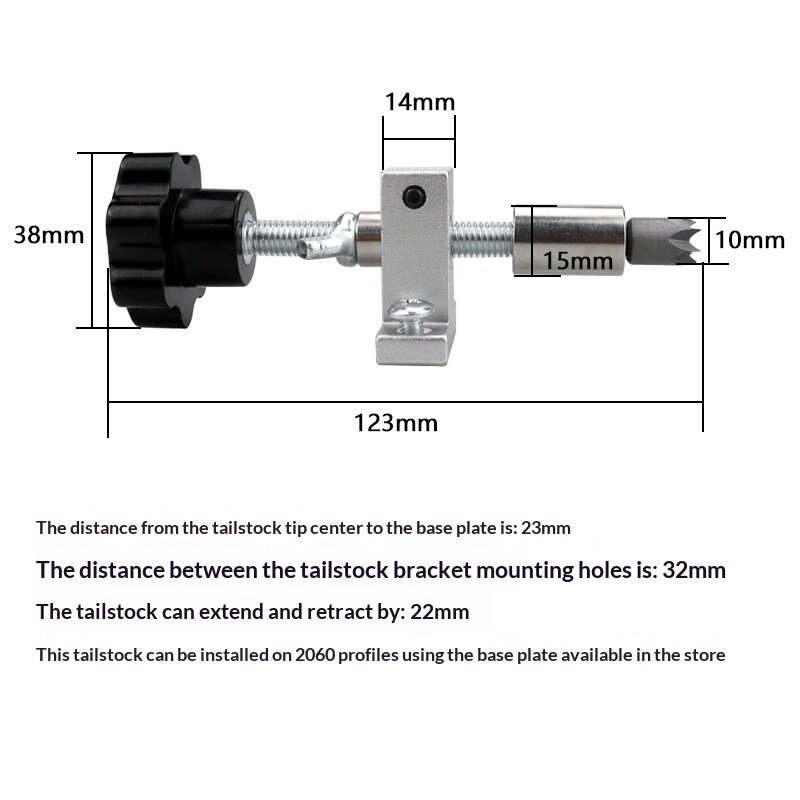 #A - Double Bearing Extendable Tailstock Assembly Bracket Tailstock Telescopic Rotary Centerless Liv