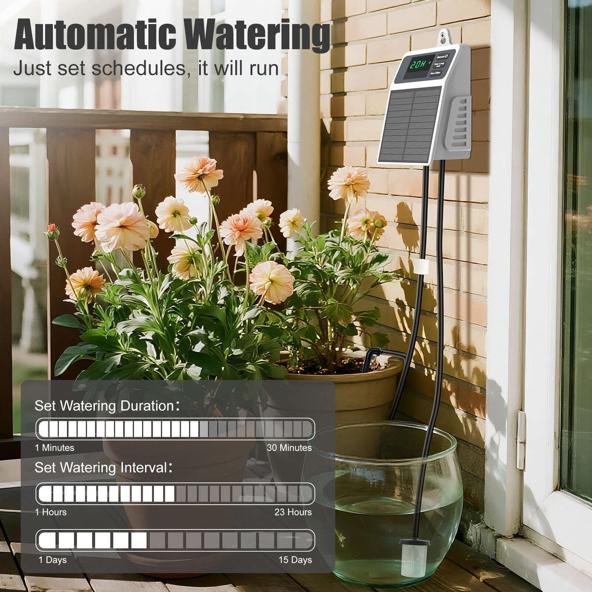 White - SOP17 Upgraded Solar Drip Irrigation System Automatic Watering Plants Supplies for Home and