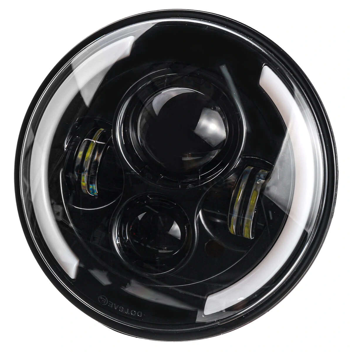 1Pcs 7 Inch Round LED Headlight Hi/Low Beam Halo Angle Eye