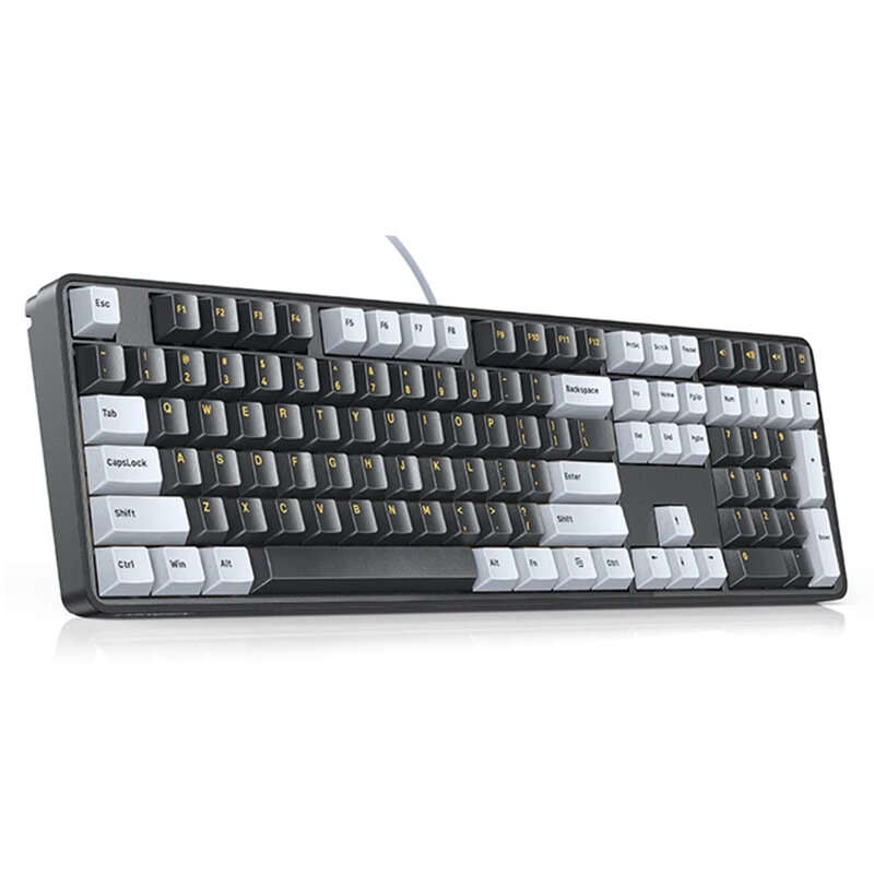 Black - UGREEN KU103 108-Keys Wired Mechanical Gaming Keyboard Silence Structure PBT Keycaps Red Swi