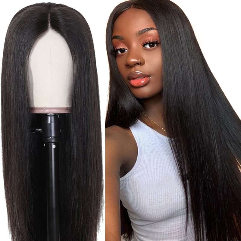 Straight Lace Wig Front Human Hair Wigs 5x5 Malaysian Straight Closure Wigs Long Stra...-(Color1 #1)