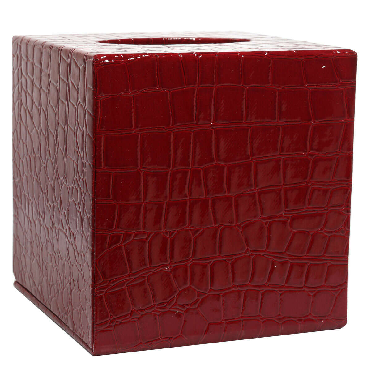 Durable PU Leather Tissue Box Case Cover  Paper Napkin Holder Home Office...-(Color Red)