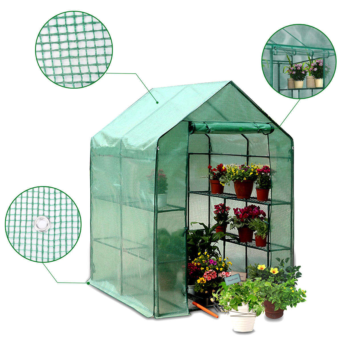 Roof Garden Greenhouse PVC Cover Durable House Flower Plant Warm Shelf Shed Planting Grow Box - M