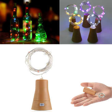 Solar Powered 10LEDs Cork Shaped Silver Wire Wine Bottle Fairy String Light f... (COLOR: MULTICOLOR)