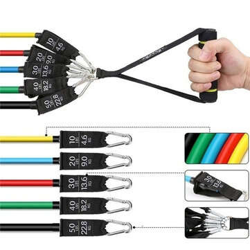 11Pcs/Set 150lbs Latex Resistance Bands Home Gym Training Exercise Pull Rope Expander Fitness Equipm