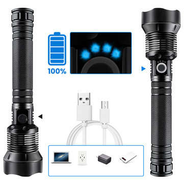 XANES XHP70.2 9000LM Zoomable LED Flashlight Kit with 2x 26650 Li-ion Battery USB Rechargeable Super