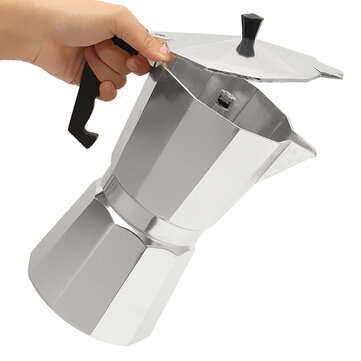 12Cups 600ML Silver Aluminum Moka Pot Octagonal Espresso Coffee Cup Grinder Stove Percolator