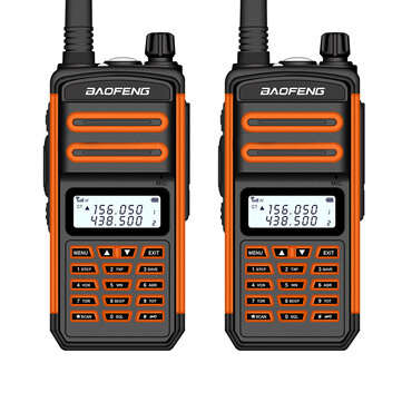 2PCS BAOFENG BF-S5plus 18W Waterproof UV Dual Band Handheld Radio Walkie Talkie Flashlight Hiking In