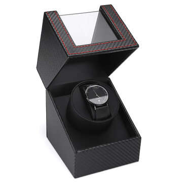 Automatic Watch Winder Carbon Fiber Jewelry Storage Case Watch Winder Display Box (COLOR: BLACK)