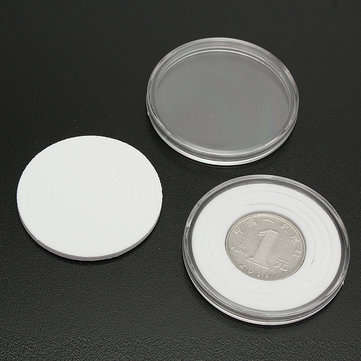 20pcs Transparent Round Coin Holder Portable Coins Storage Case Box Container Display