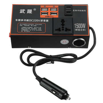 1500W Peak Power Car Inverter 12V 24V DC to 220V AC 4USB  Converter