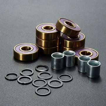 8pcs ABEC 9 Scooter Groove Ball Bearing Shaft Sleeve Skateboard Purple Bearings
