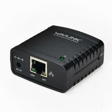Wavlink Ethernet to USB 2.0 Network LRP Print Server USB Hub 100Mbps Printers Power Adapter Share a