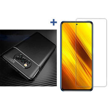 Bakeey for POCO X3 PRO /  POCO X3 NFC Accessories Carbon Fiber Pattern with Lens Protector Protectiv