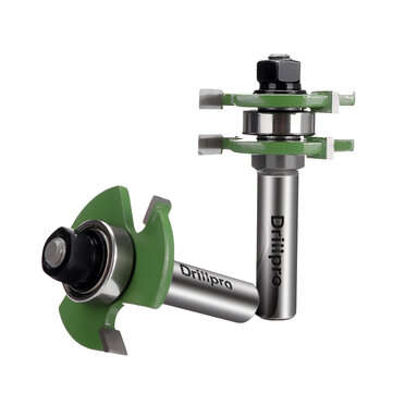 Drillpro 2pcs 1/2 or 1/4 inch Shank Tongue and Grooving Router Bit... (SHANK DIAMETER: 1/2INCHSHANK)