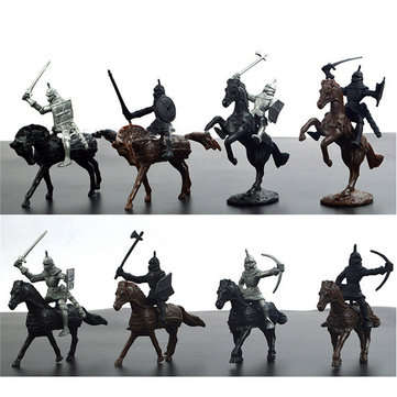 28PCS Soldier Knight Horse Figures & Accessories Diecast Model For Kids Christmas Gift Toys