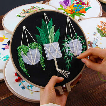 DIY Cross Stitch Kit Plants Pattern Embroidery Starting Kit Craft Threads Tool