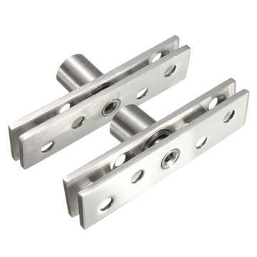 2pcs 360 Degree Door Pivot Hinge Hardware Silver 74mm Length