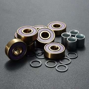 8pcs ABEC 9 Scooter Groove Ball Bearing Shaft Sleeve Skateboard Purple Bearings