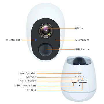 Pripaso 1080P Wireless Battery Powered IP CCTV Camera Outdoor  Indoor Home Waterproof Security Recha