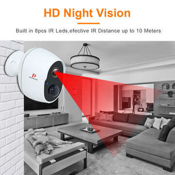 Pripaso 1080P Wireless Battery Powered IP CCTV Camera Outdoor  Indoor Home Waterproof Security Recha