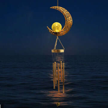 Moon Crackle Glass Ball Wind Chimes Solar Moon Night Light Casting Shadows Luxuriou... (TYPE: TYPEB)
