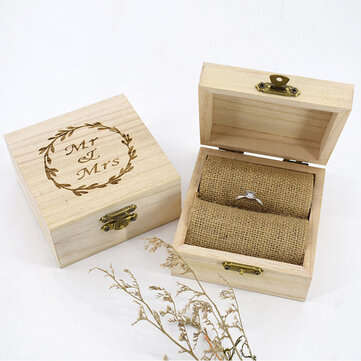Personalized Wedding Ring Box Wooden Ring Box Wedding Decor Rustic Wedding Gift (SIZE: #1)