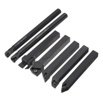 Drillpro CT-12 50pcs Carbide Inserts with 7pcs 12mm Shank Lathe Turning Tool Holder DCMT070204 CCMT0