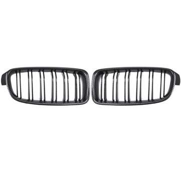 Pair Carbon Fiber Look Front Bumper Grill Grille For BMW 3 F30 F31 F35 2012-2018