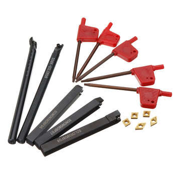5pcs 8mm Shank Indexable Lathe Turning Tool Holder with CCMT060204 DCMT070204 Carbide Inserts for CN