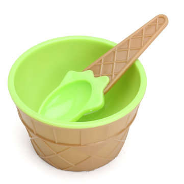 6PCS Children`s Plastic Ice Cream Bowls Spoons Set Durable Ice Cream Cup Dessert Bowl