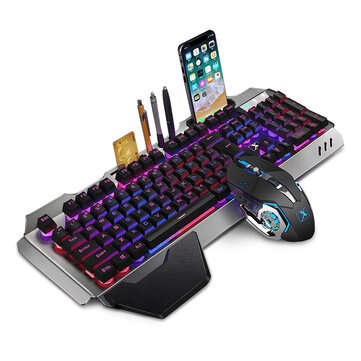 K680 2.4G Wireless Gaming Keyboard & Mouse Set Rechargeable RGB Breathing Backlit... (COLOR: SILVER)