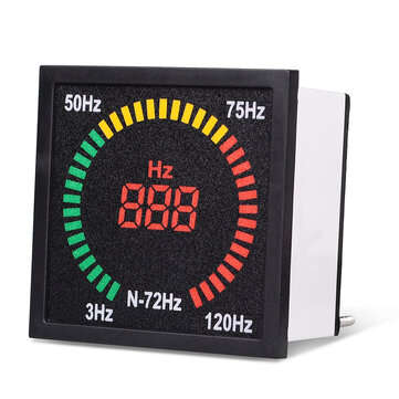 N-72HZ 3~120Hz 68mm Hole Size Digital Frequency Meter 73mm Square Panel LED Display Electrical Hertz