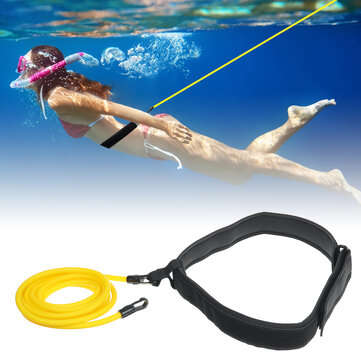 3/4x6x9m Yellow Swimming Resistance Bands Swim Training Belts Harness Static Swimming E... (SIZE: L)