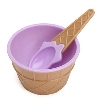 6PCS Children`s Plastic Ice Cream Bowls Spoons Set Durable Ice Cream Cup Dessert Bowl