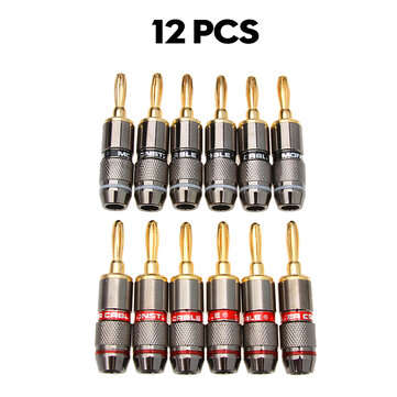 50-90VA Gold Plated Male Connector 8/12Pcs Audio Speaker Cable Wire Banana Plug... (QUANTITY: 12PCS)