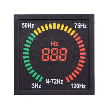 N-72HZ 3~120Hz 68mm Hole Size Digital Frequency Meter 73mm Square Panel LED Display Electrical Hertz
